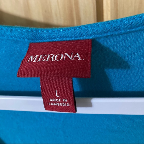 Merona size L faux wrap stretch sleeveless midi dress - Picture 2 of 4